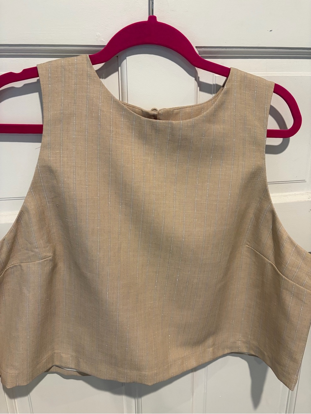 Banana Republic Tan Pinstripe Sleeveless Crop Top